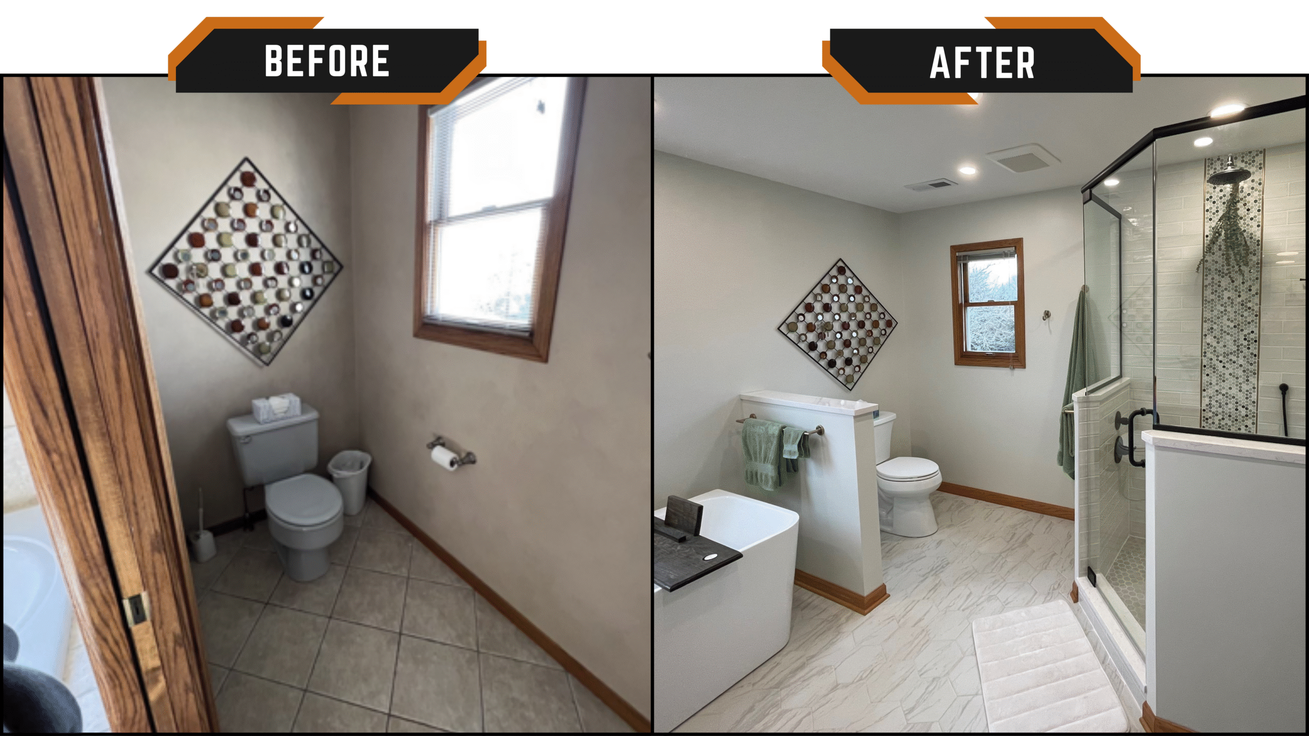 Before and After Toliet Area (Oswego Bathroom)